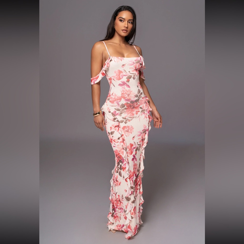 JLUXLABLE IVORY FLORAL MAUDE MAXI DRESS size Xs